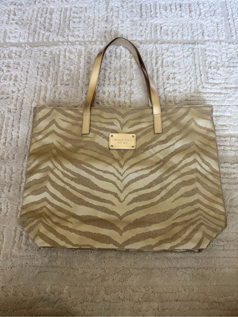 Michael Kors Gold Zebra-Print Tote